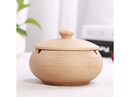 Bandeja de Cinzeira com tampa cerâmica anti vento decorativa Nova Line