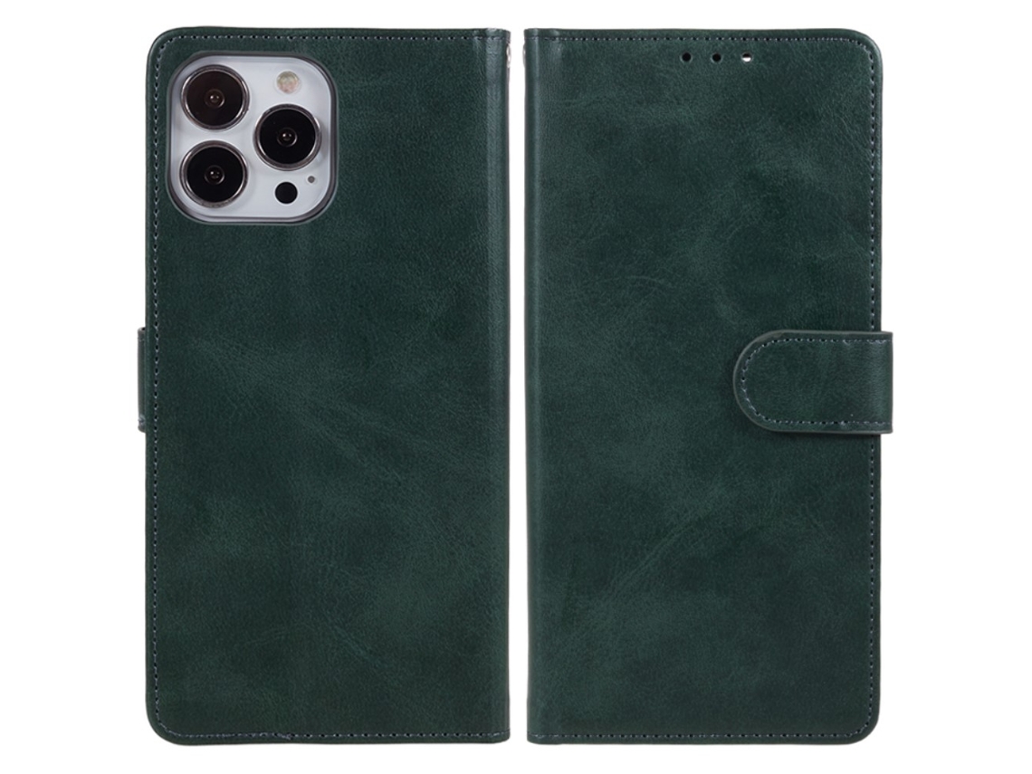 Capa Textura Gémeo Para Iphone 13 Pro Max Pele Sintética Verde