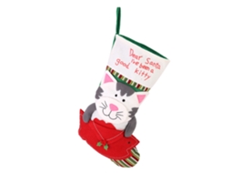 Meia De Natal Fofa De Natal Com Gato E Letras