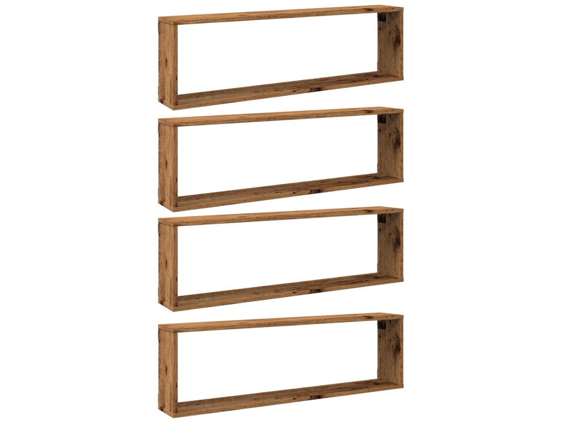 Prateleiras de Parede Cubos MAISON EXCLUSIVE em Derivados de Madeira Madeira Velha (4 Pcs)
