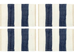 Conjunto 4 Individuais de Mesa VIDAXL Padrão Riscas (Algodão - 30x45 cm - Azul e Branco)