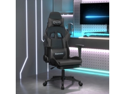 Vidaxl Cadeira Gaming C/ Apoio Pés Couro Artificial Preto E Cinza