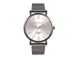Relógio de Quartzo Casual Simples Estilo Fashion Pulseira de Malha Branco Preto