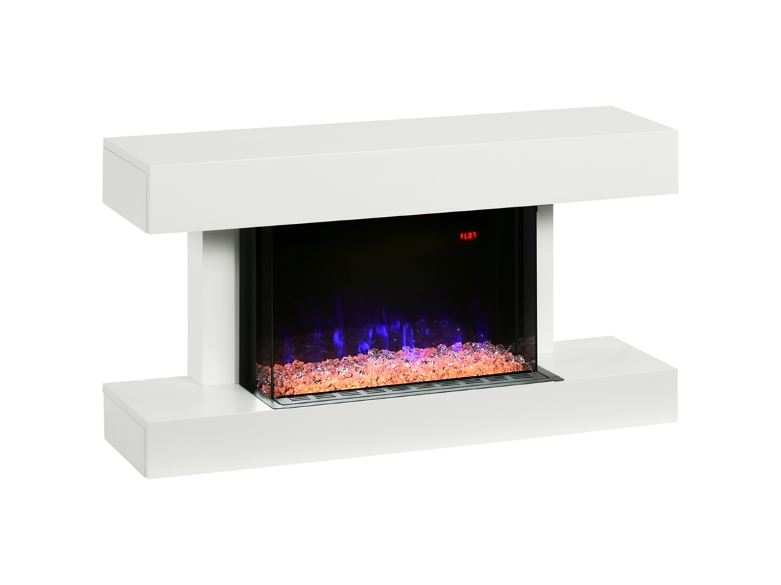Lareira Elétrica 1000w/2000w silenciosa Temperatura Ajustável Temporizador 15 25 M² 98x27x54,5 Cm Branco S/MARCA