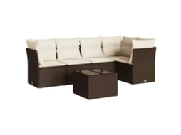 Conjunto de 6 Sofás Jardim com Almofadões Vime Pe Castanho MAISON EXCLUSIVE (80x200 cm)