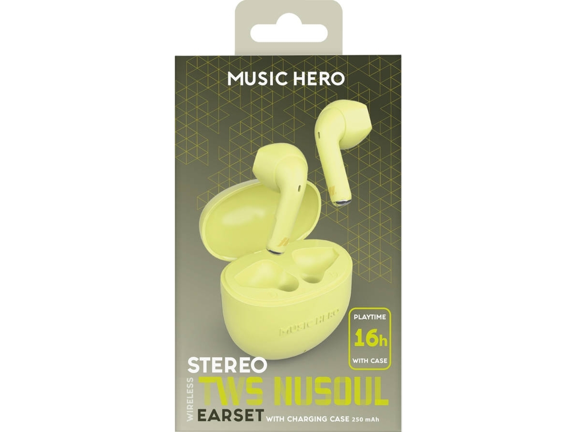 Auriculares SBS Music Hero (Outlet Caixa Aberta - Bluetooth True Wireless - Autonomia: Até 16 horas - Amarelo)