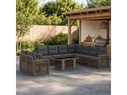Vidaxl Conjunto De Sofá De Jardim 10 Unid. Cinza E Cinza Escuro