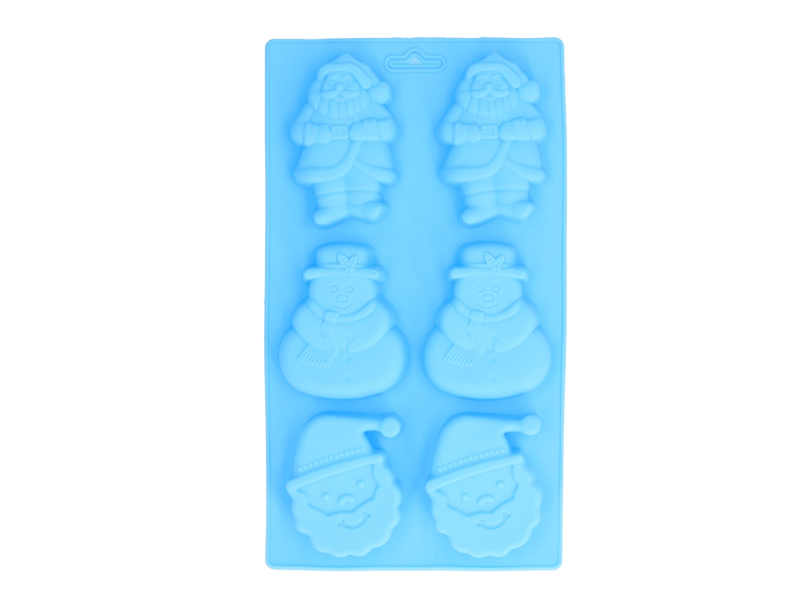 Forma de silicone para bolo, 6 cavidades, livre de BPA, estampa fofa de Papai Noel e boneco de neve.