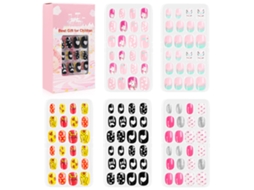 120pçs/set Unhas Falsas Bonitas De Capa Completa Para Crianças Diy Arte De Unhas Presente Infantil