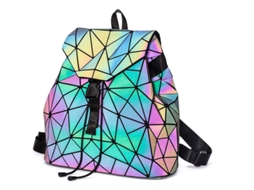 Mochila Geométrica de Cuero Pu com Efeito Holográfico, Moda (S/MARCA)