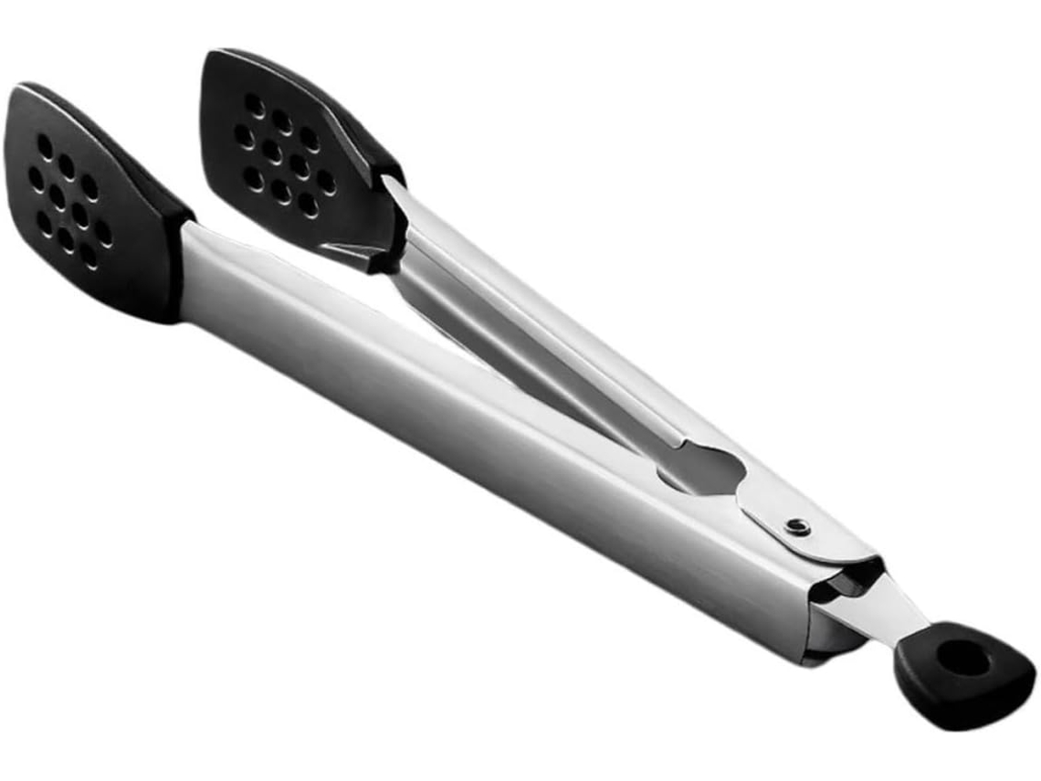 Pinça Para Churrasco, Pinça Anti Escaldante Para Alimentos Em Aço Inoxidável E Silicone Prateado Segurar Carnes Frutas