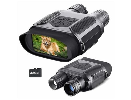 Binóculos de visão noturna para adultos com cartão TF de 32 GB, zoom infravermelho digital de 7x, tela widescreen HD de 400 m (1300 pés) e câmera Chennnls View.