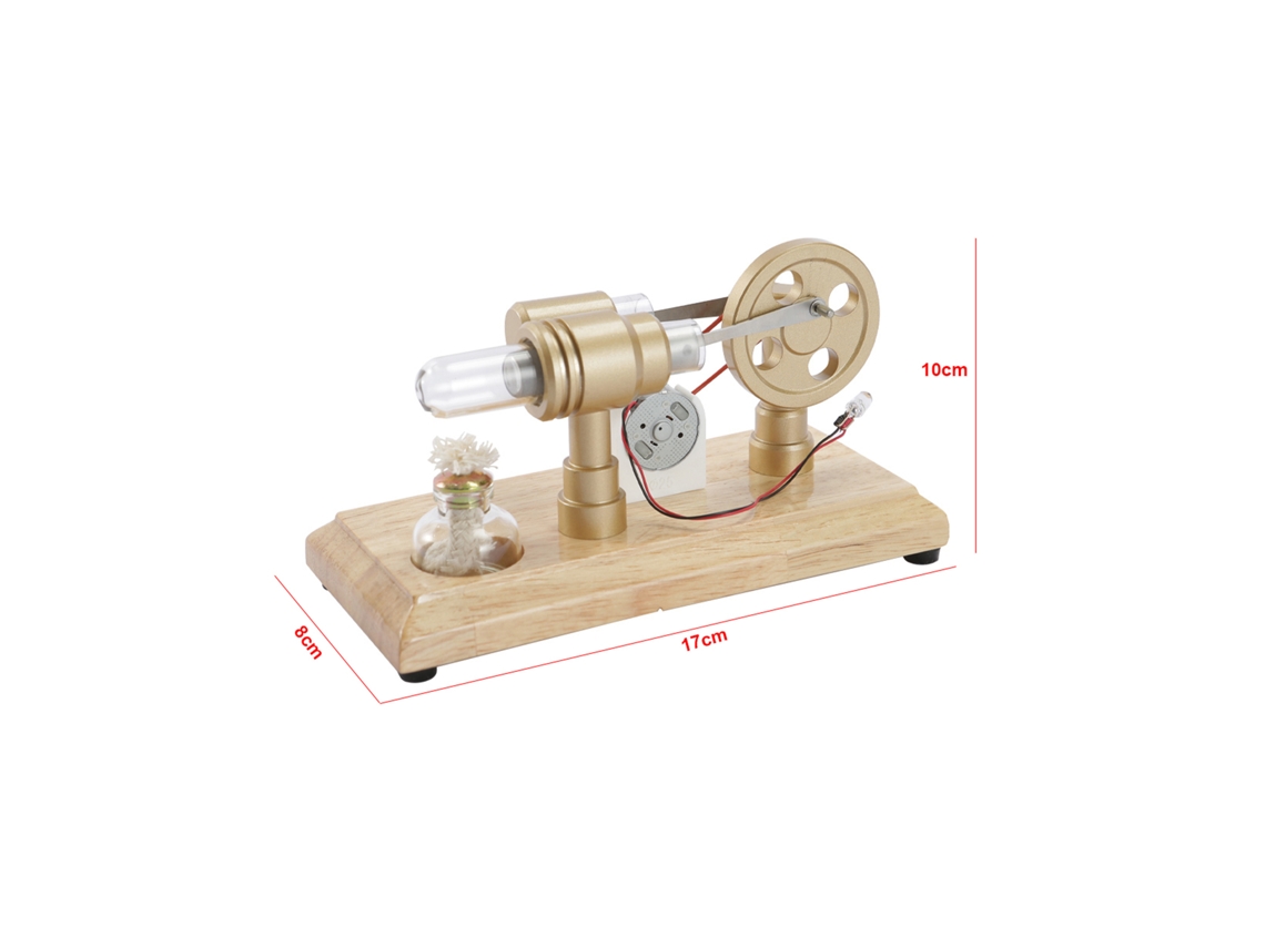 Motor Stirling Gerador Ar Quente Led Ouro