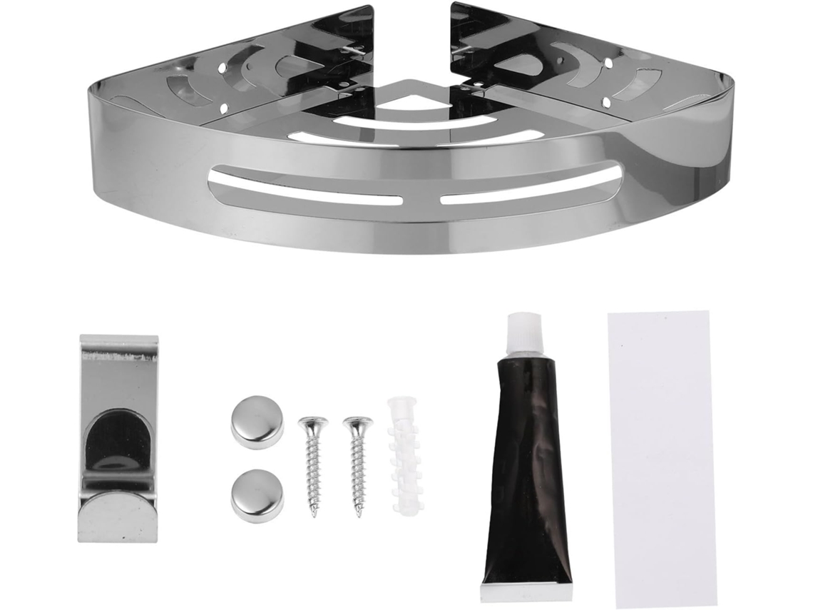 Prateleira De Canto Triangular Metal Para Banheiro, Em Aço Inoxidável, Com Ganchos, Otimiza O Espaço