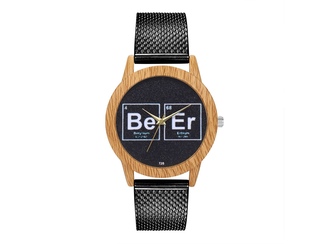 Relógio de quartzo unissex com pulseira de silicone e mostrador com letras para um estilo casual (preto)