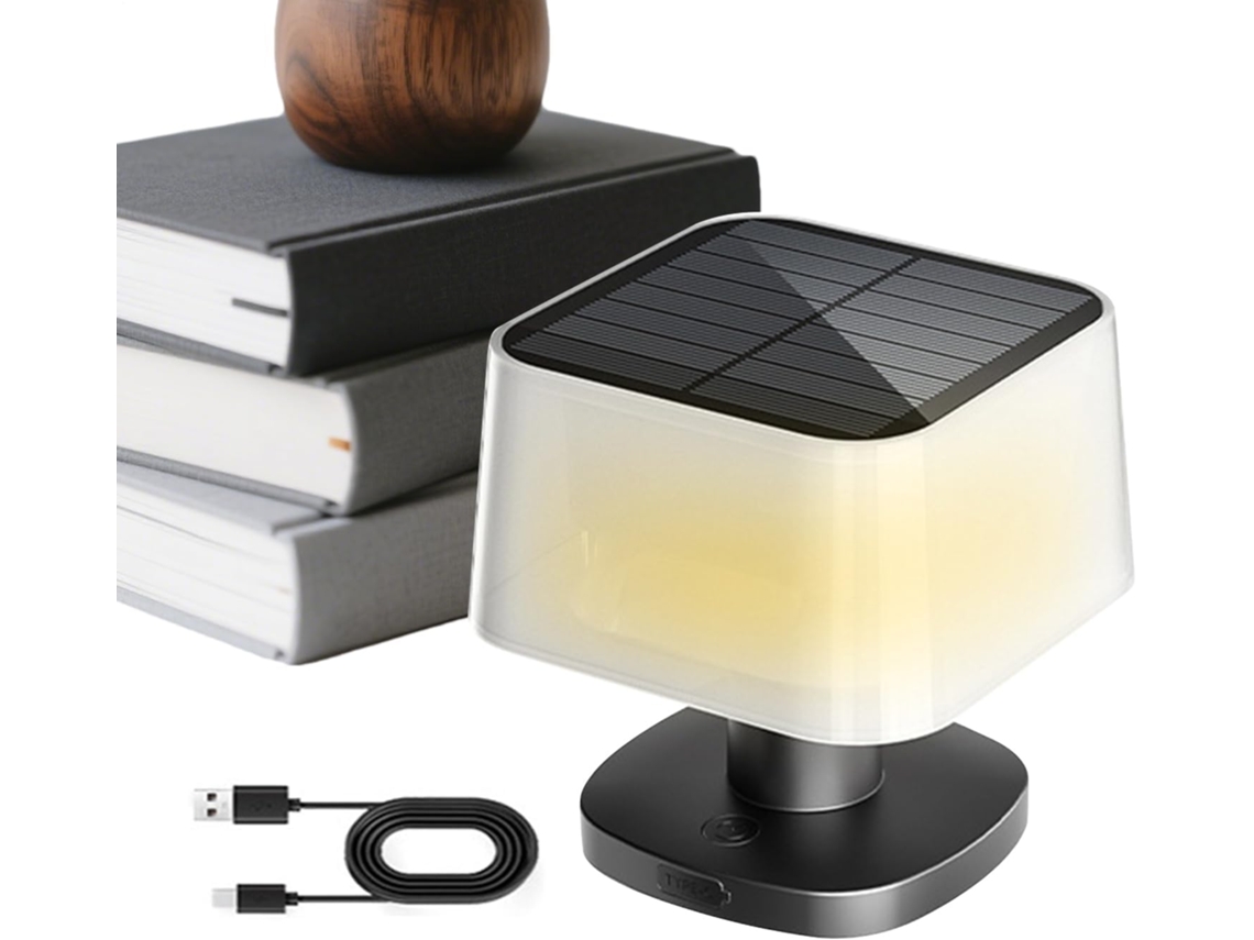 Luminária De Mesa Solar Telescópica Com 3 Níveis Brilho