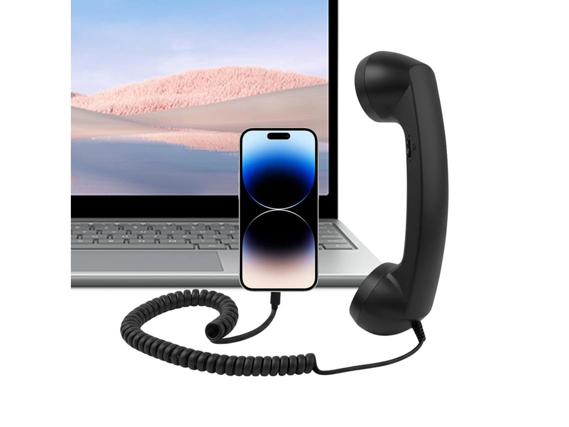 Receptor Com Fio Type-c Retrô E Confortável Para Celulares.