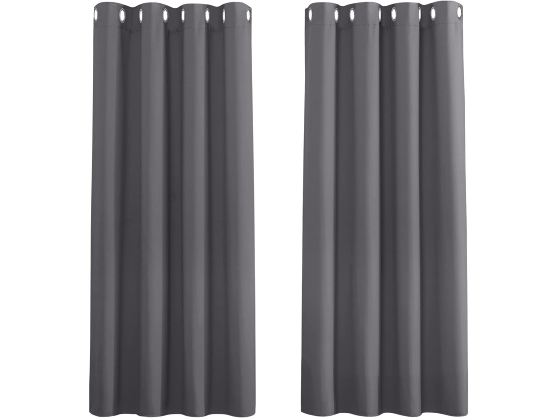 Cortina Blackout Para Ambientes Interiores/exteriores Com Ilhoses Metálicos – Impermeável – Cinza-escuro, 132 X 274 Cm (1 Painel)