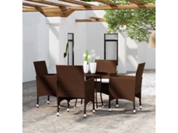 5 Pcs Conjunto De Jantar Para Jardim Vime Pe Castanho Dkd Home Decor
