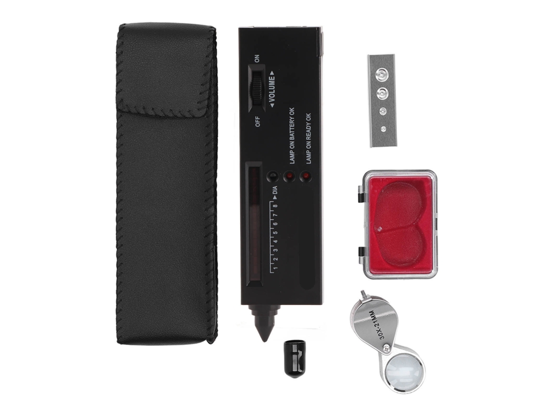 Caneta testadora de diamantes profissional e precisa com lupa LED de 30x para joalheria