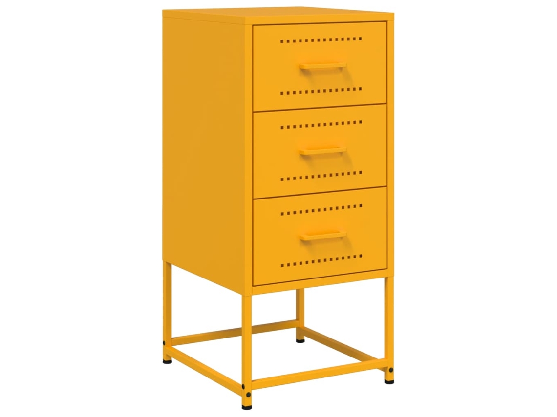 Mesa de Cabeceira 36x39x78 Cm Aço Amarelo Mostarda MAISON EXCLUSIVE
