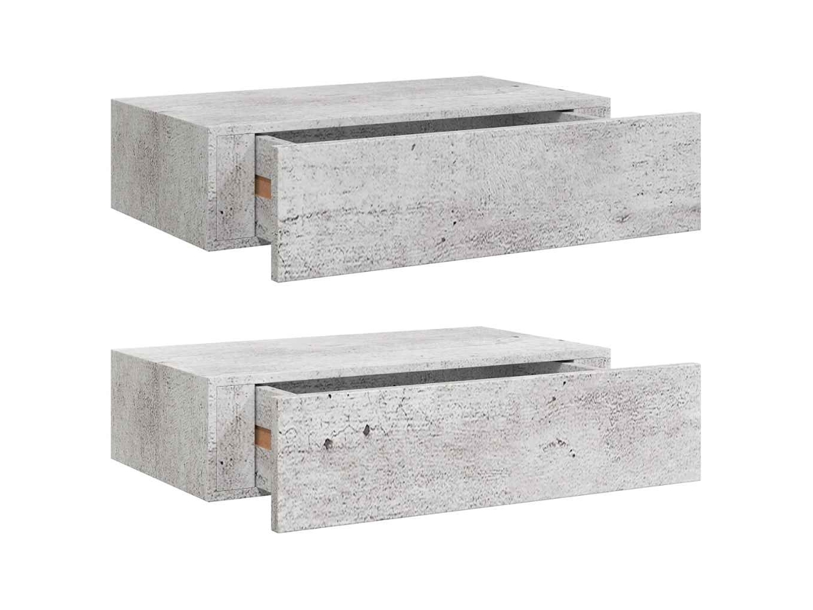 Prateleiras Parede + Gavetas 2 Pcs 40x23,5x10cm Cinza Cim. MAISON EXCLUSIVE