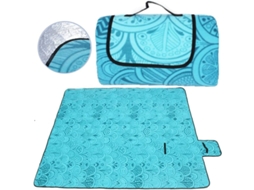 Manta De Piquenique Impermeável Dobrável 200x200cm Com Alça Para Camping Praia Jardim Azul Peacock