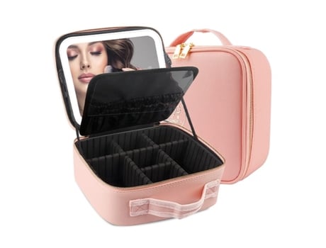Bolsa De Maquiagem De Viagem Impermeável, Luz Ajustável Glamania Rosa Mormark