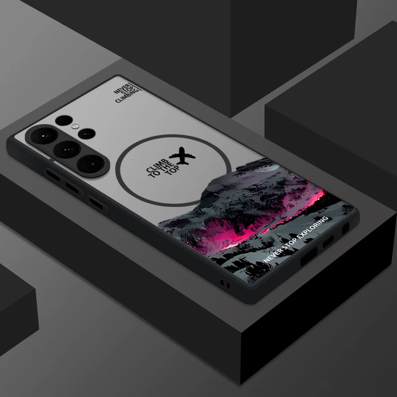 Capa Magnética Para Celular Galaxy S22 Ultra 5g Com Estampa Criativa De Avião (preta), Acabamento Fosco.