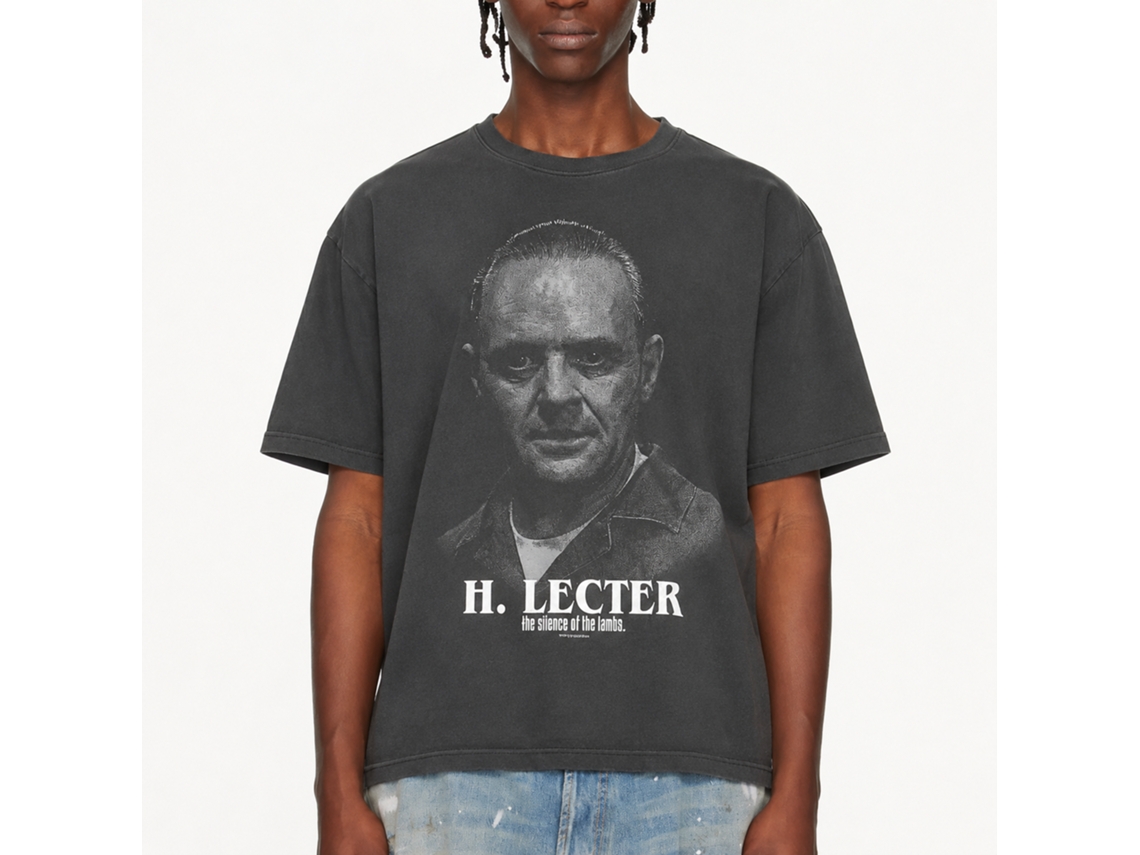 Rockinstone Silence Of The Lambs Movie Silence H Lecter Portrait Solid Smoke Adult T-shirt Size:l