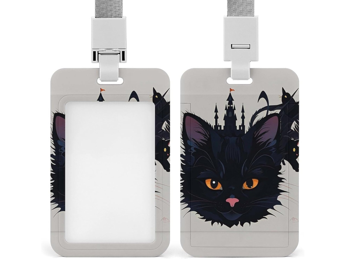 Clipe Crachá, Porta Crachá Com Estampa Resumo de Gatinho Fofo E Cordão, Porta Crachá de Identificação, Cordão