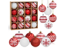 Bolas de Natal vermelhas e brancas, 16pcs, 6cm NOVA LINE