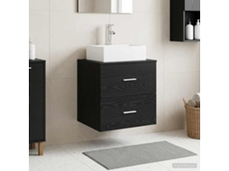 Vidaxl Vaidade Com Pia Suspensa Carvalho Preto 49,5 X 41 X 62,5 Cm