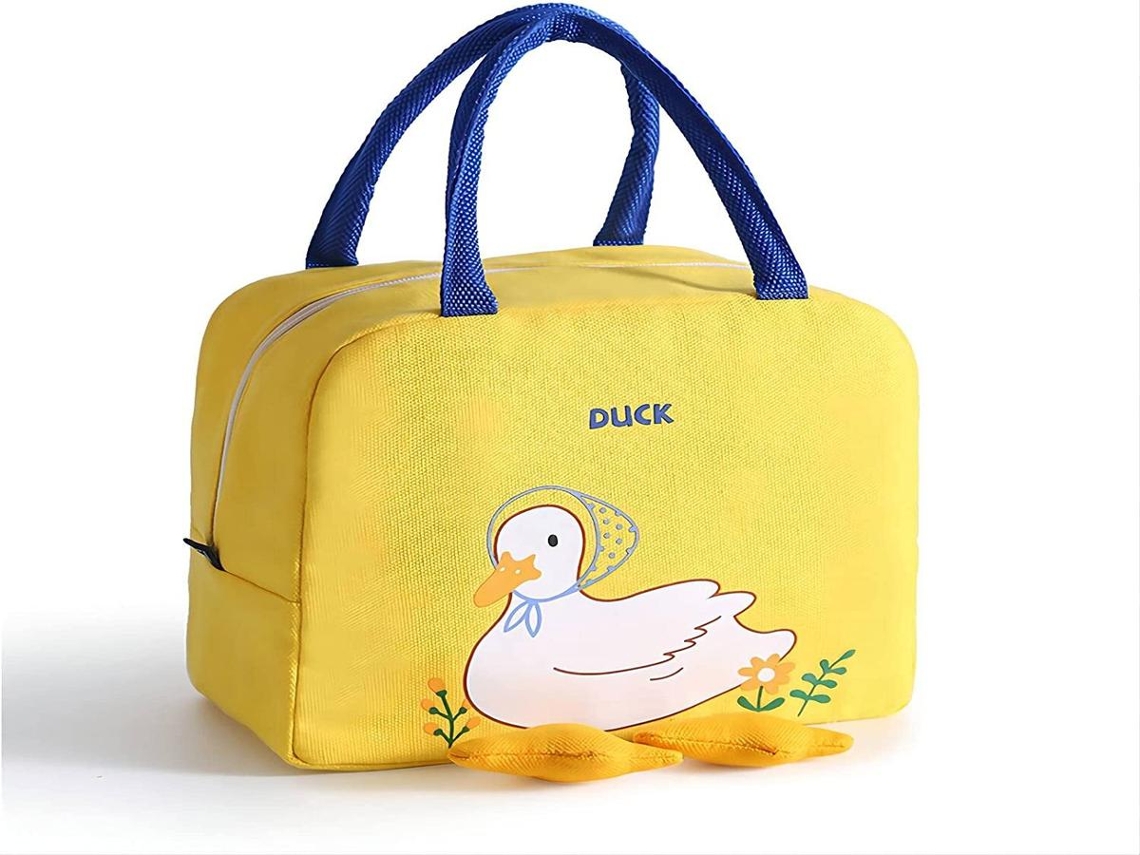 Lurelia Bolsa Térmica Para Almoço, Em Tecido Oxford, Reutilizável, Grande Capacidade, Com Alça, Estampa Animal, Cor Azul / Rosa