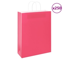 Vidaxl Sacos De Papel 250 Unid Com Alças Rosa 32x12x42 Cm