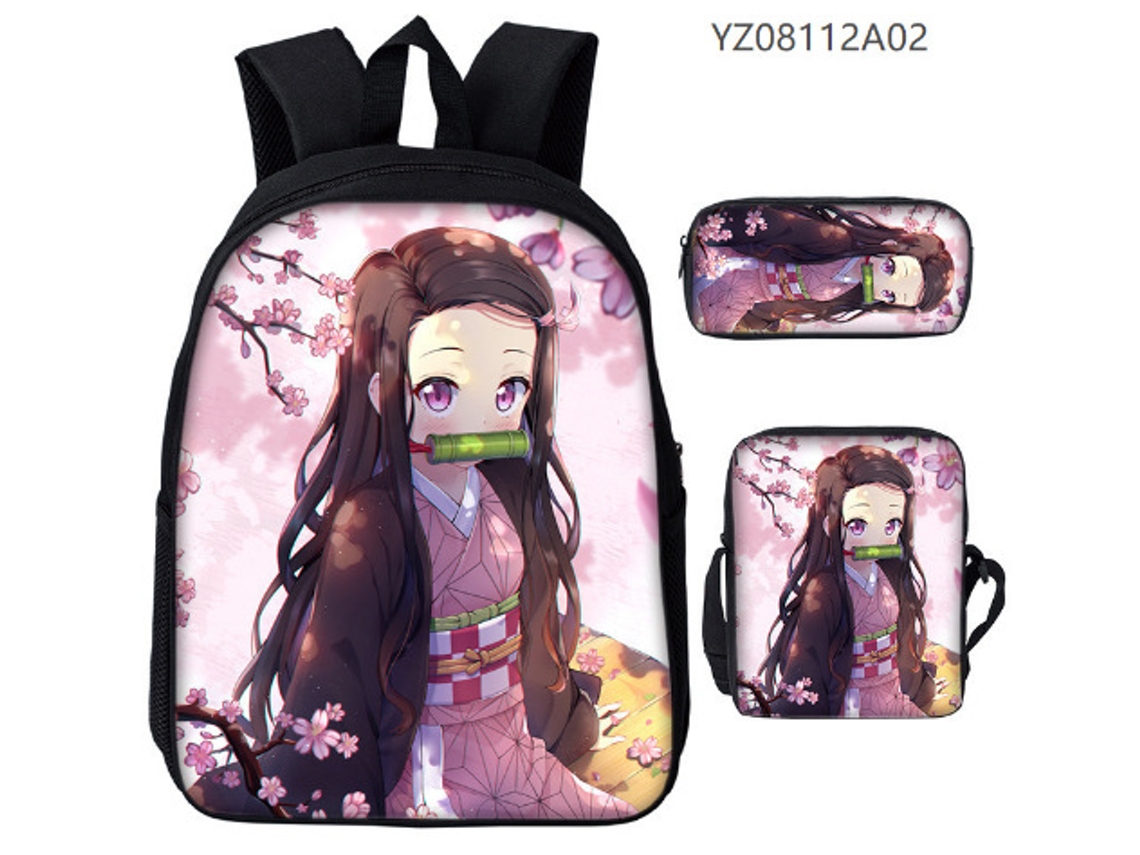 KOHREE Conjunto de Três Peças de Mochila Escolar de Personagens de Anime