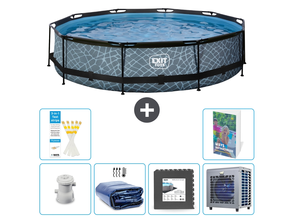 Exit-toys Piscina Exit Redonda - Efeito Pedra - 360x76 Cm - 7-peças S190