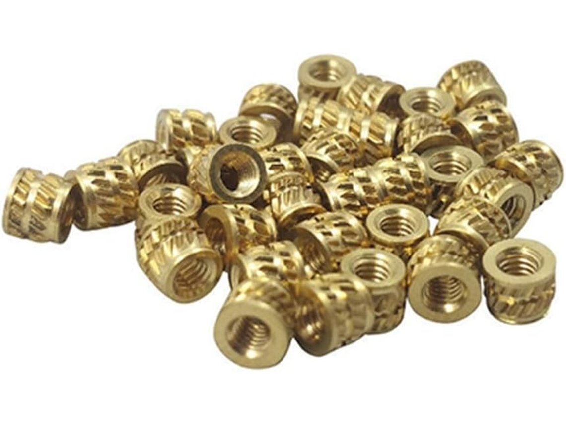 Conjunto De 50 Peças Insertos Roscados Latão Nº 6-32, Porcas