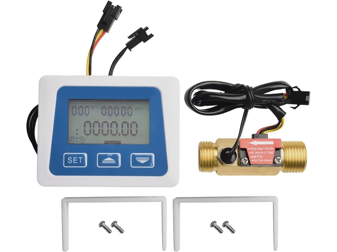 Sensor De Fluxo Água Com Medidor Lcd Digital Para Monitoramento Em Tempo Real Da Vazão Litros Por Minuto
