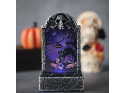 Luzes de lápide de Halloween, decoração de jardim com gato preto e caveira NOVA LINE