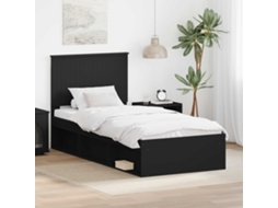 Vidaxl Estrutura Da Cama Preto 90 X 200 Cm Madeira De Pinheiro Sólida