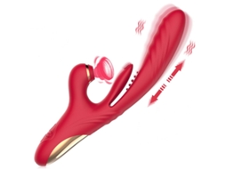 3 Em 1 Vibrador De Massagem Telescpica Para Chupar Lngua E Lamber Para Mulheres (vermelho)