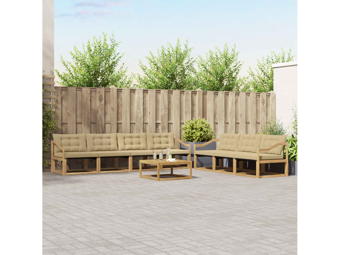 Vidaxl Conjunto De Sofás Para Exterior 8 Unid. Branco E Bege