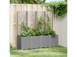 Vidaxl Vaso/floreira Jardim C/ Treliça 160x40x140 Cm Pp Cinzento-claro