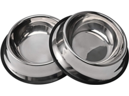 Conjunto de 2 Tigelas de Aço Inoxidável para Cães com Base de Borracha Antiderrapante, Perfeita para Comida AQUAFORGE