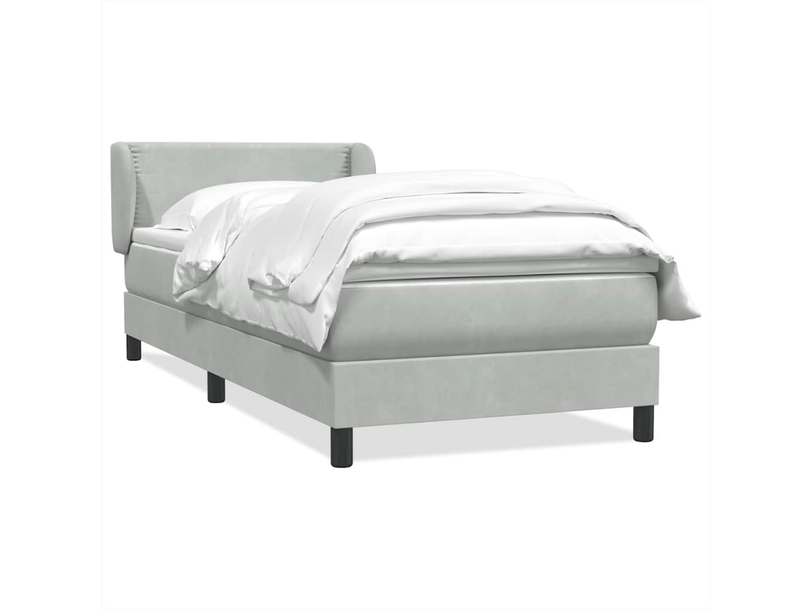 Cama com Molas/Colchão Veludo Cinzento Claro MAISON EXCLUSIVE (80x210 cm)