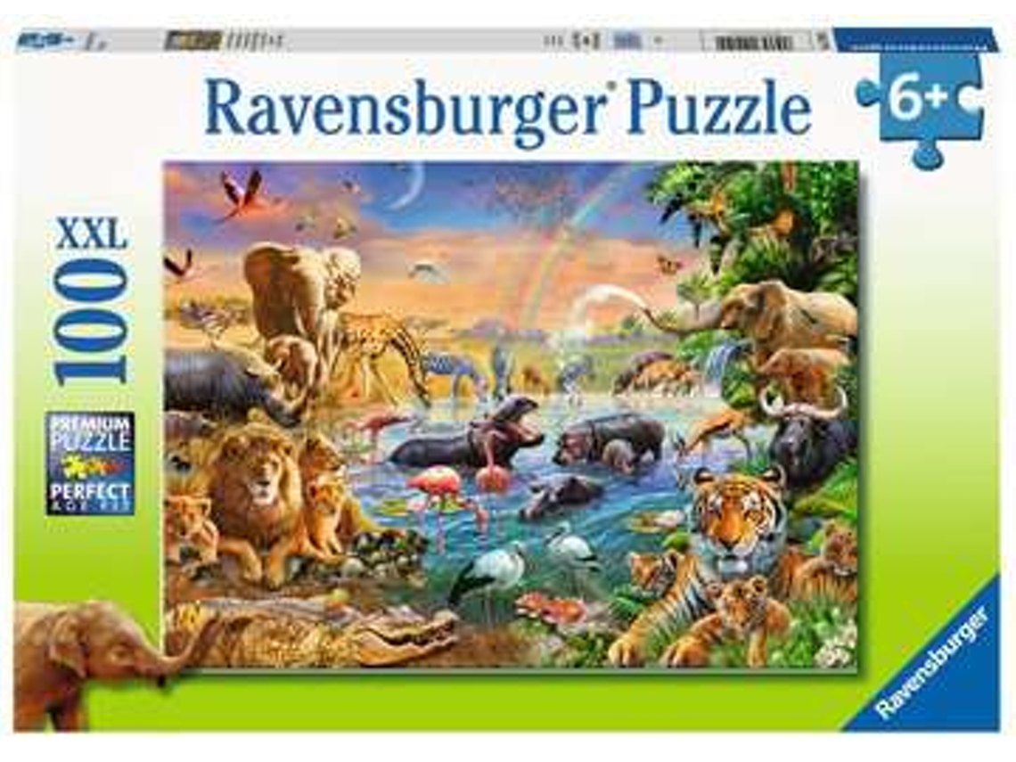 Puzzle RAVENSBURGER Savannah Jungle Waterhole 100 Peças Animais