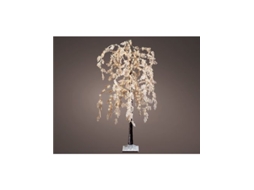 Árvore Microled Salgueiro Com Flores Brancas 360 Leds Ø70x180cm Branco Quente Lumineo