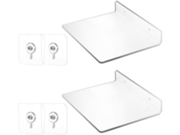 Conjunto De 2-prateleiras Flutuantes Acrílico Para Parede, Organizador Para Banheiro E Cozinha, Otimizando Espaço E Com