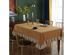 Toalha De Mesa De Algodão Com Babados, Lavável, Para Festa De Casamento, Jantar, Banquete, Decoração, Capa De Mesa De Luxo, Bege Gengibre, Babados